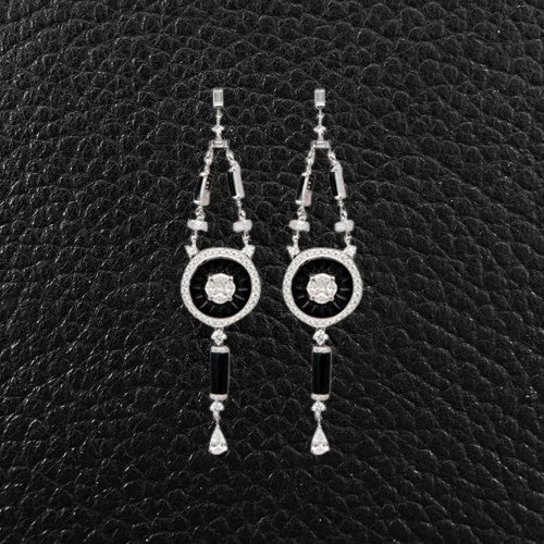 Onyx & Diamond Dangle Earrings