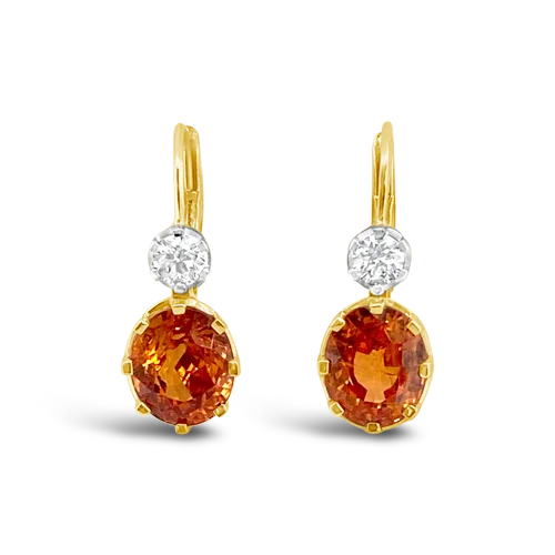 Citrine & Diamond Dangle Earrings