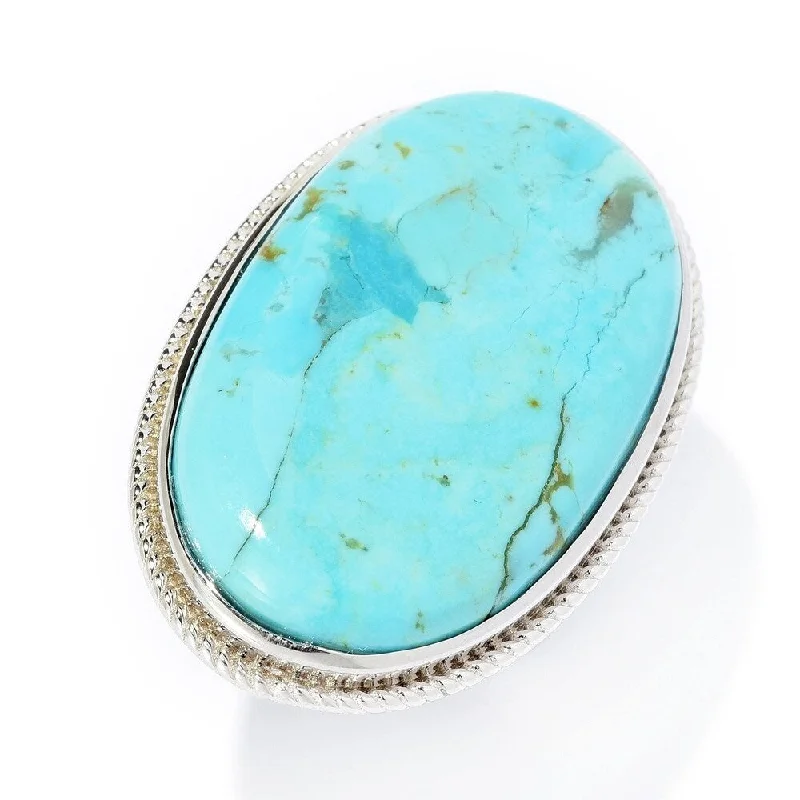 Sterling Silver 33 x 20mm Oval Kingman Mohave Turquoise Ring