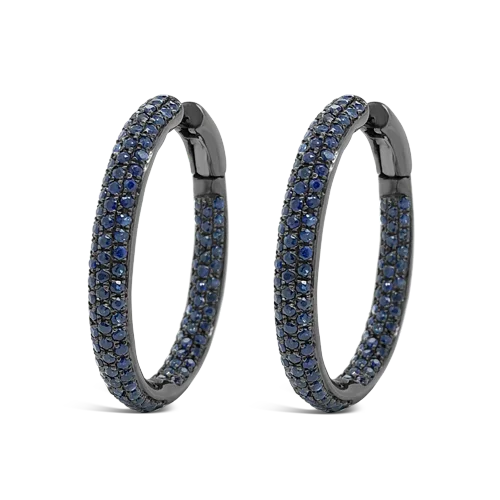 Blue Sapphire Hoop Earrings