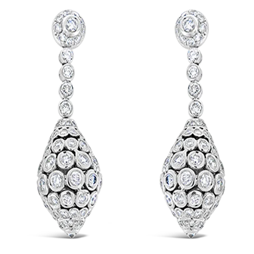 Round Top Diamond Drop Earrings