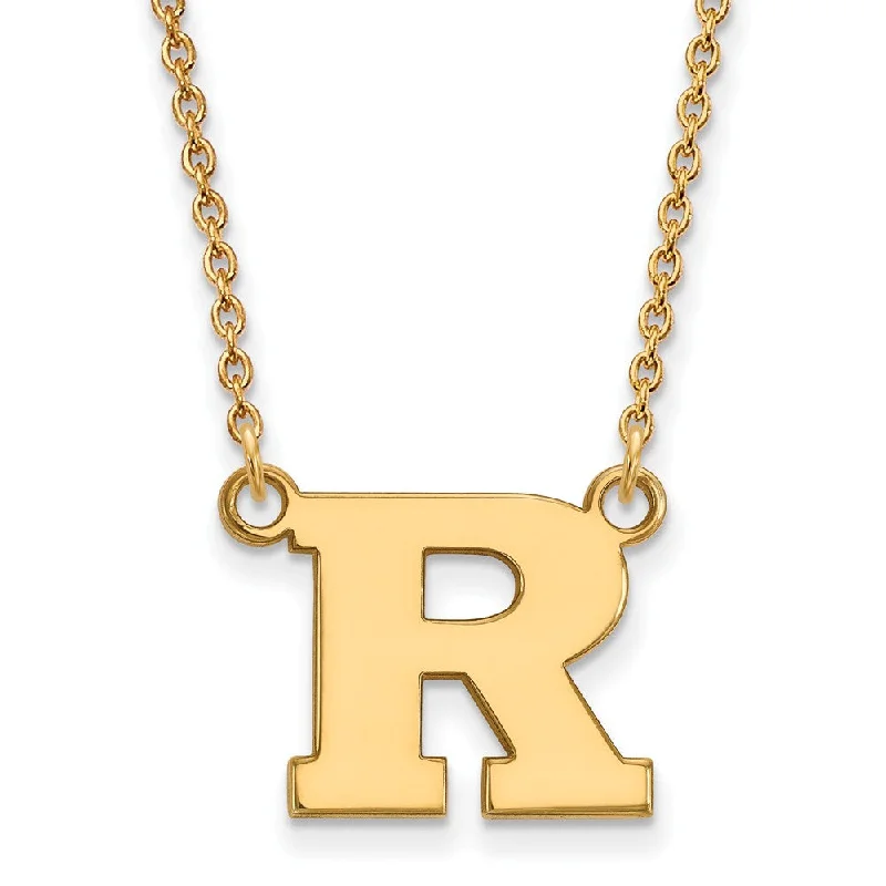 14k Gold Plated Silver Rutgers Small Initial R Pendant Necklace