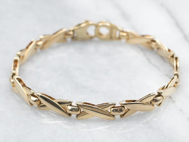 Yellow Gold X Link Bracelet with Lobster Clasp