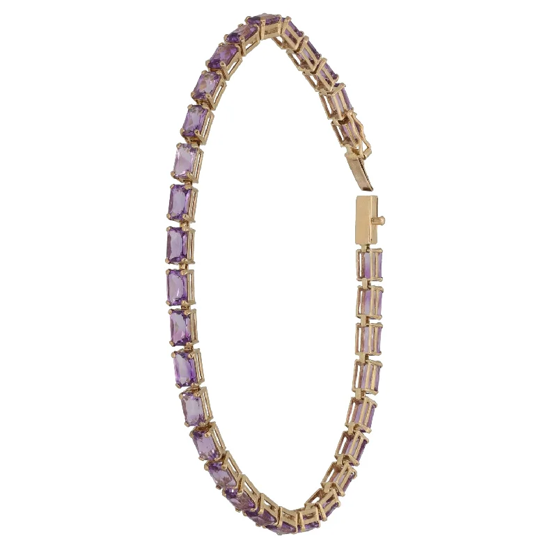 9ct Gold Amethyst Fancy Stone Set Bracelet