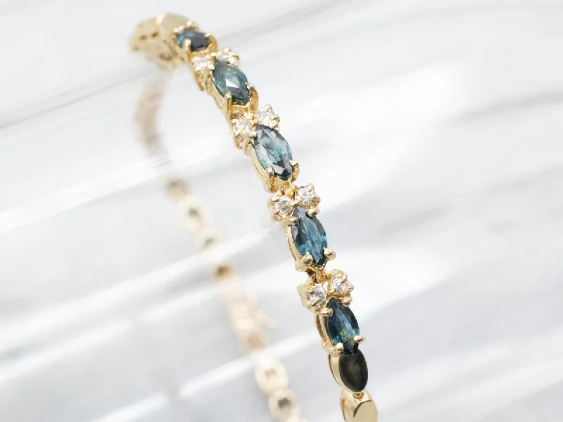 Marquise-Cut Sapphire and Diamond Bracelet