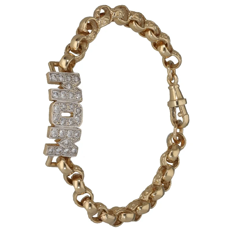 9ct Gold Cubic Zirconia Mum Bracelet