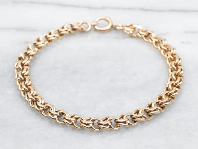 Double Link Chain Bracelet with Spring Ring Clasp