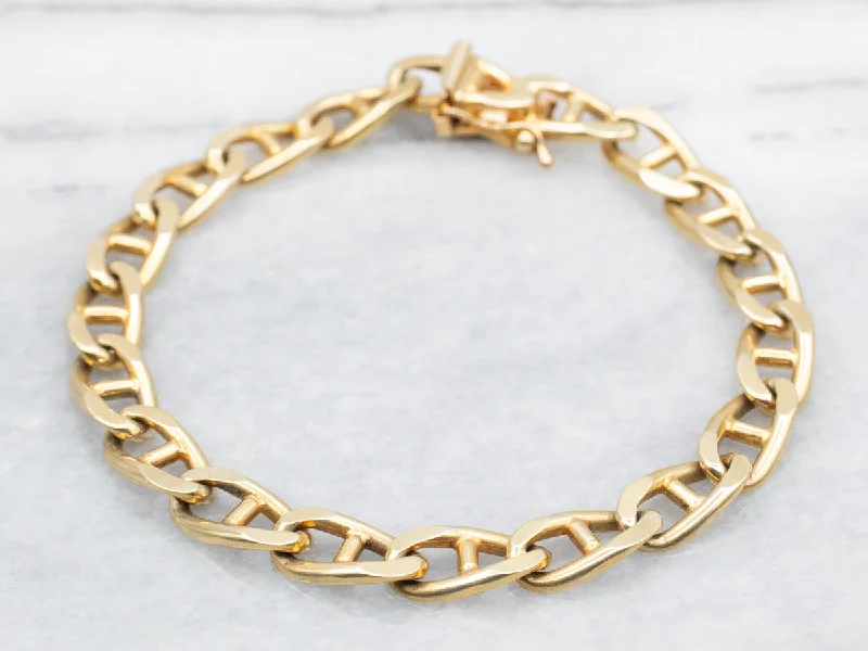 Yellow Gold Mariner Link Bracelet with Box Clasp