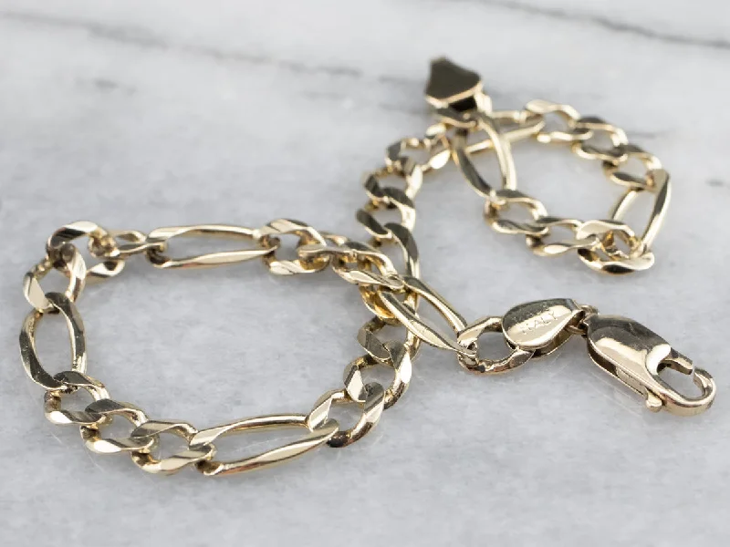 Men's 14K Gold Figaro Chain Bracelet