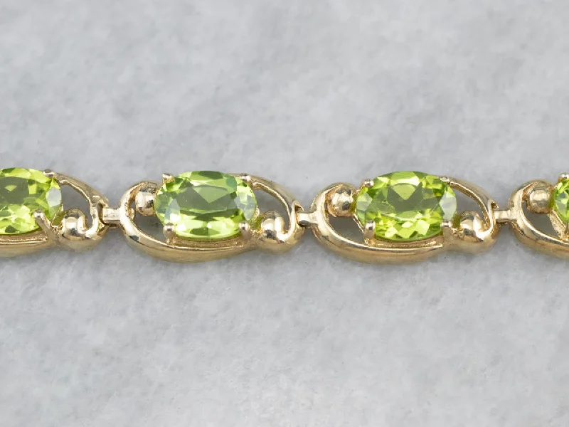 Peridot Gold Link Tennis Bracelet