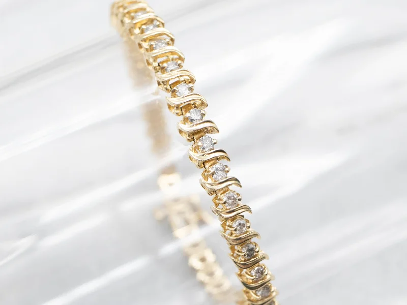 Modern Gold Diamond Tennis Bracelet