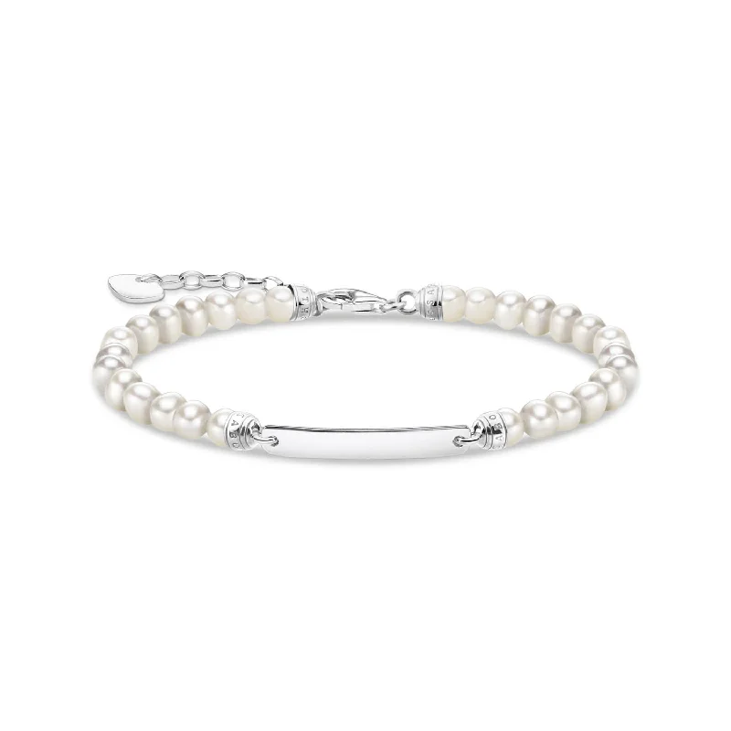 Thomas Sabo Engrav Sterling Silver Fresh Water Pearl 16-19cm Bracelet