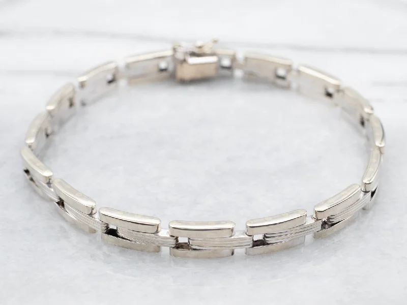 White Gold Large Link Bracelet