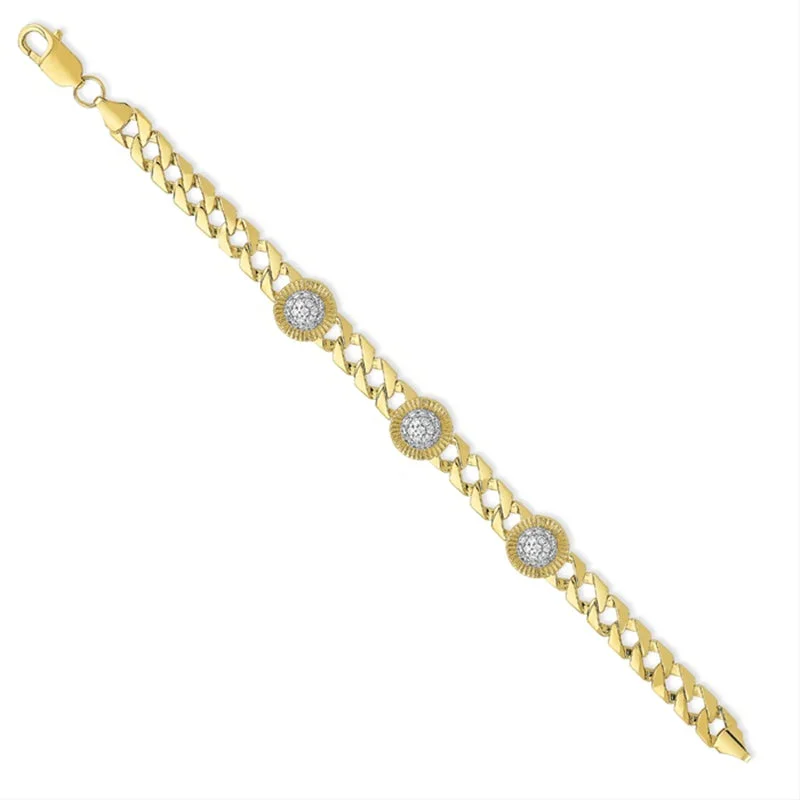 New 9ct Gold 7mm Cubic Zirconia Curb Bracelet