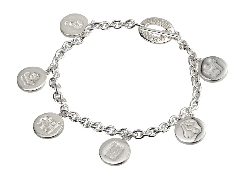 STERLING SILVER HISTORY OF IRELAND CHARM BRACELET