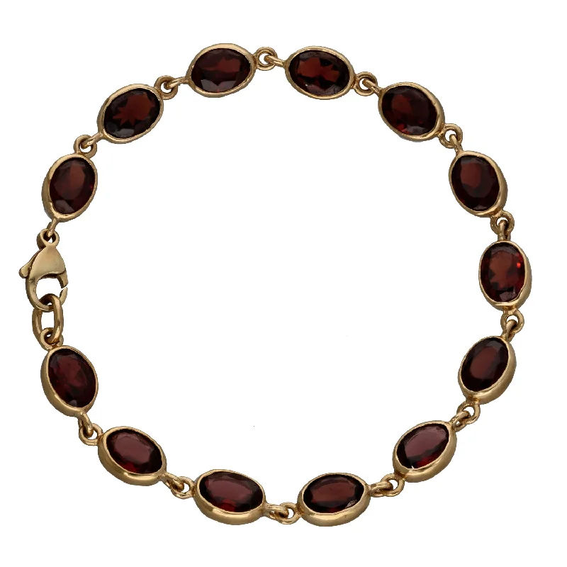 9ct Gold Garnet Fancy Stone Set Bracelet