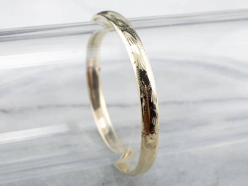 Vintage Etched Gold Bangle Bracelet