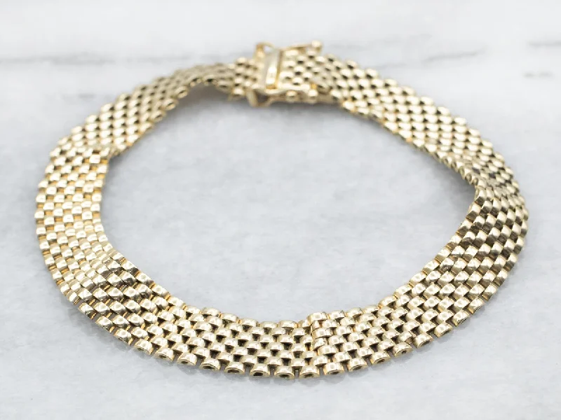 Yellow Gold Mesh Link Bracelet with Box Clasp