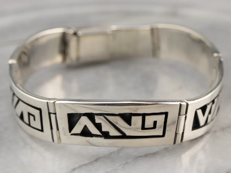 Geometric Taxco Sterling Silver Link Bracelet