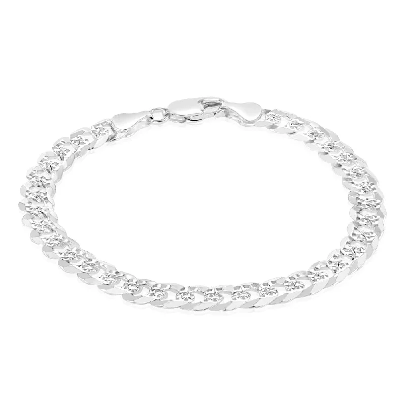 Sterling Silver Beveled Fancy Curb 160 Gauge 19cm Bracelet