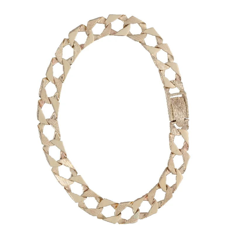 New 9ct Gold Patterned Curb Bracelet