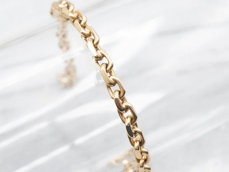 Polished Gold Rectangle Link Bracelet