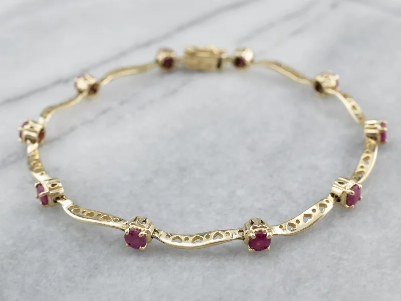 Ruby Gold Curved Link Bracelet