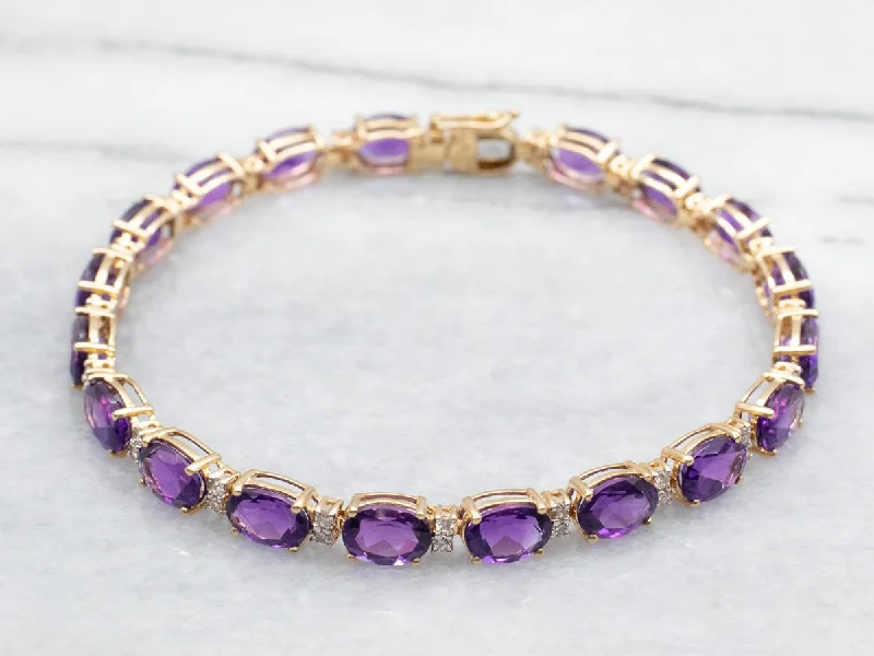 Amethyst and Diamond Tennis Bracelet