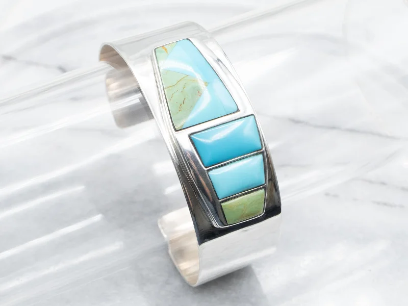 Sterling Silver Turquoise and Jasper Cuff Bracelet