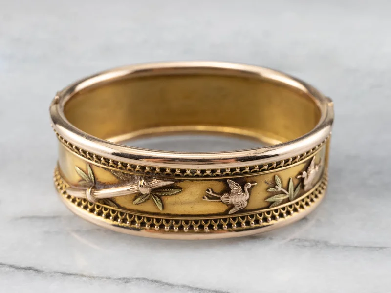 Antique Japonisme Gold Bangle Bracelet