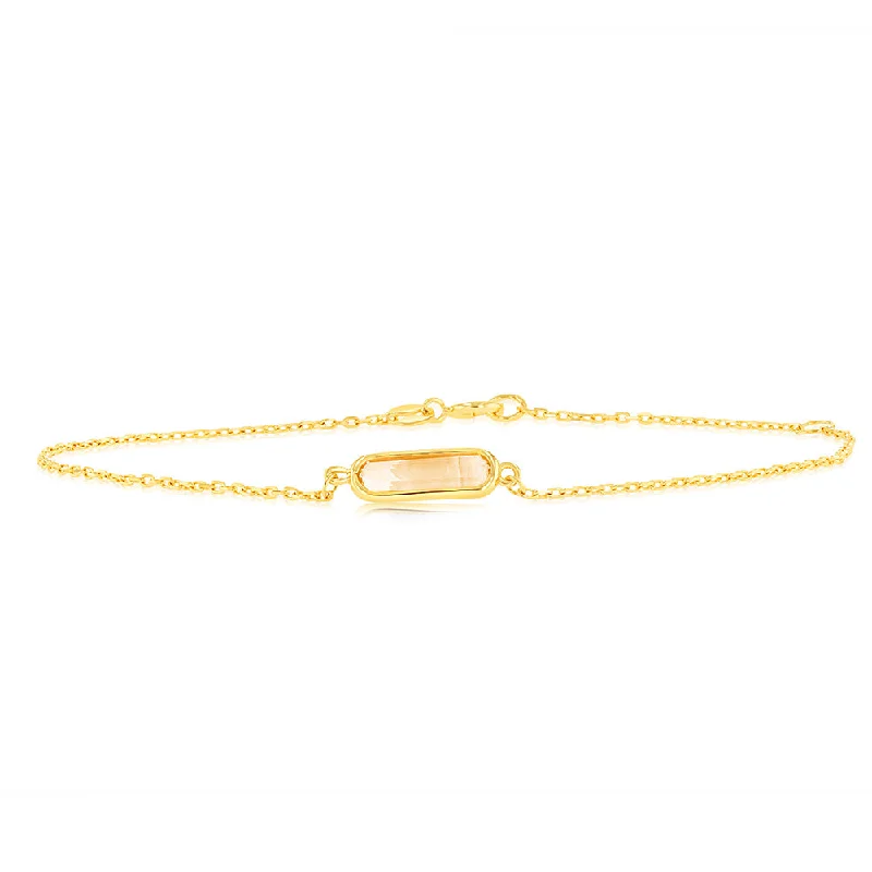 9ct Yellow Gold Natural Quartz 19cm Bracelet