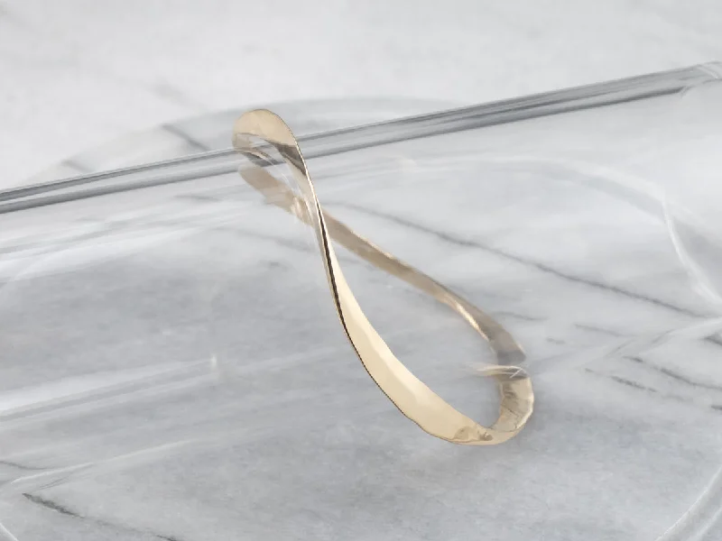 Modernist Hammered Gold Bangle Bracelet