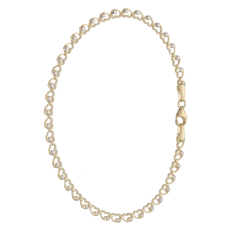 New 14ct Gold Love Heart Link Bracelet