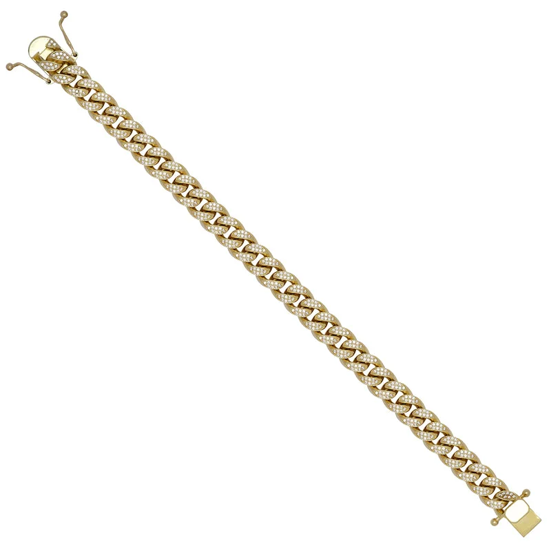 New 9ct Gold Cubic Zirconia 10mm Curb Bracelet