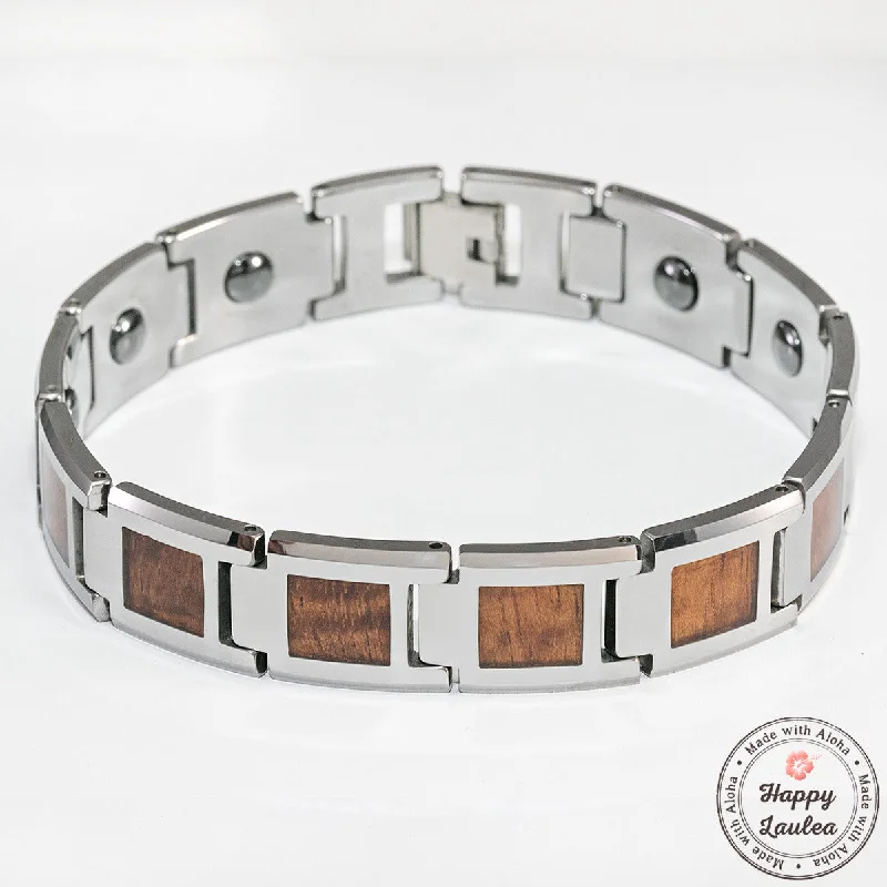 Tungsten Carbide 13mm Bracelet with Koa Wood Inlay