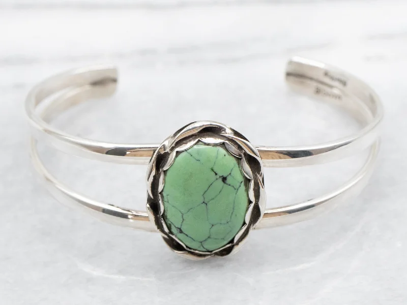 Sterling Silver Soft Green Turquoise Cuff Bracelet