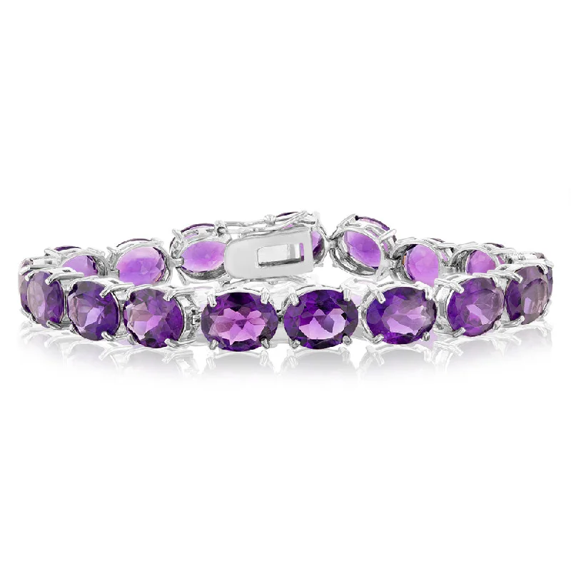 40 Carat Amethyst Tennis Bracelet Set in Sterling Silver