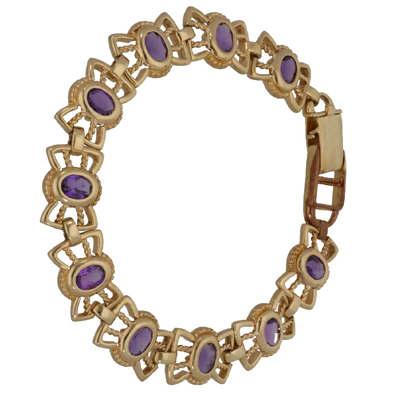 9ct Gold Amethyst Fancy Bracelet