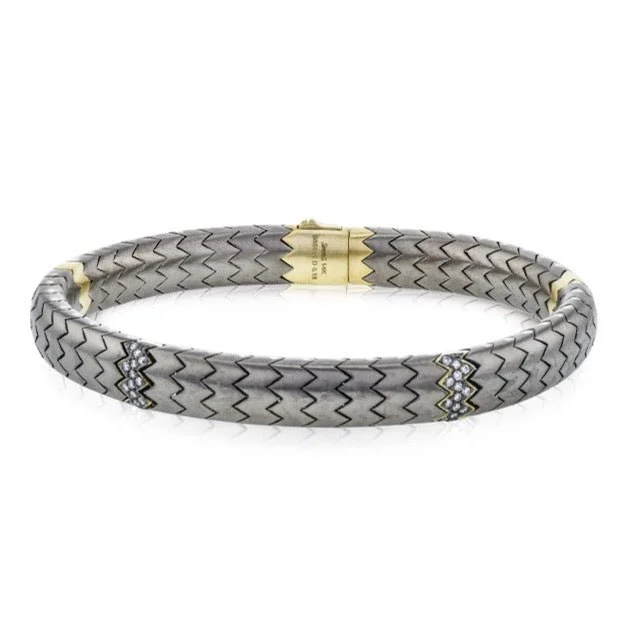 Men's Titanium Bracelet In 14k Gold With Diamonds