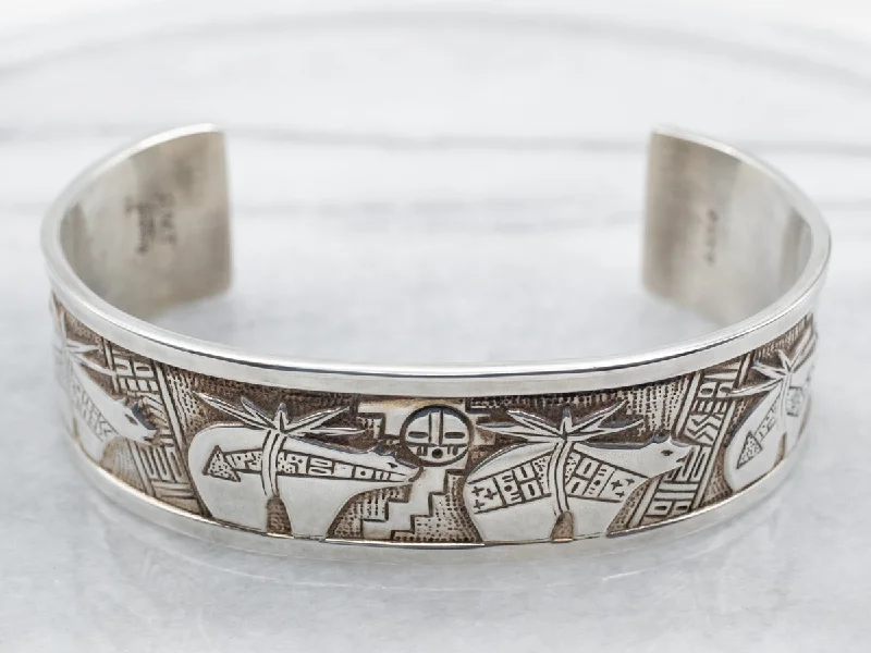 Sterling Silver Southwestern Cuff Bracelet Designed by Roderick and Marilyn Tenorio