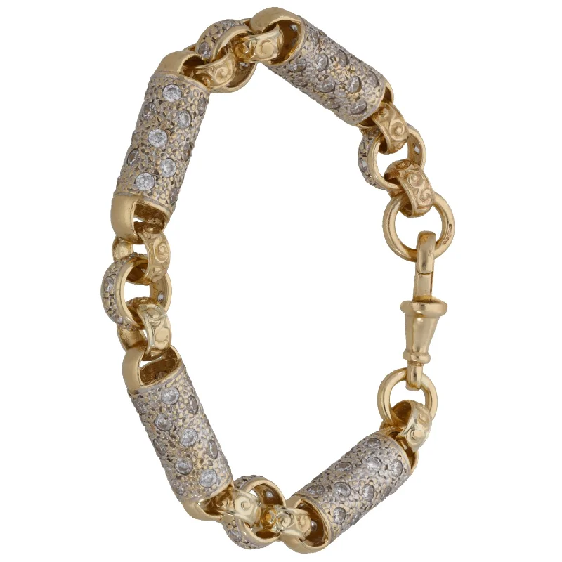 9ct Gold Cubic Zirconia Belcher & Bar Bracelet