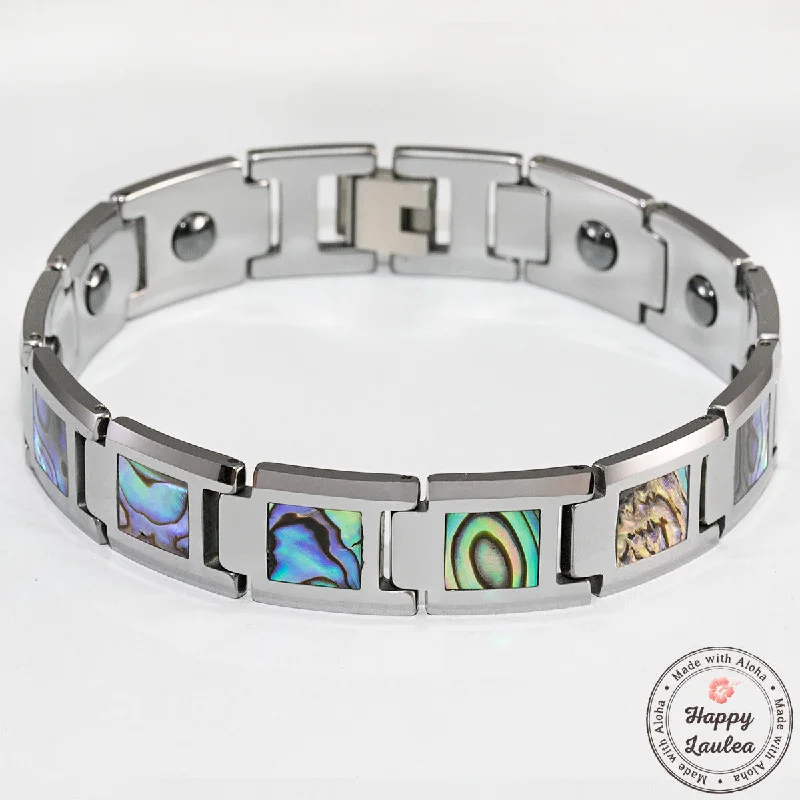 Tungsten Carbide 13mm Bracelet with Abalone Shell Inlay