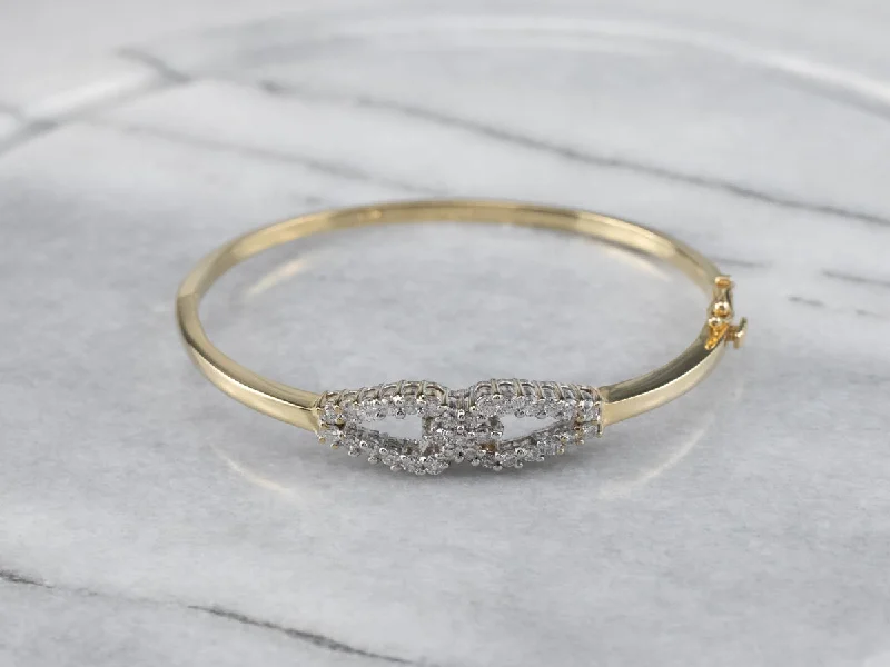 Two Tone God Diamond Bangle Bracelet