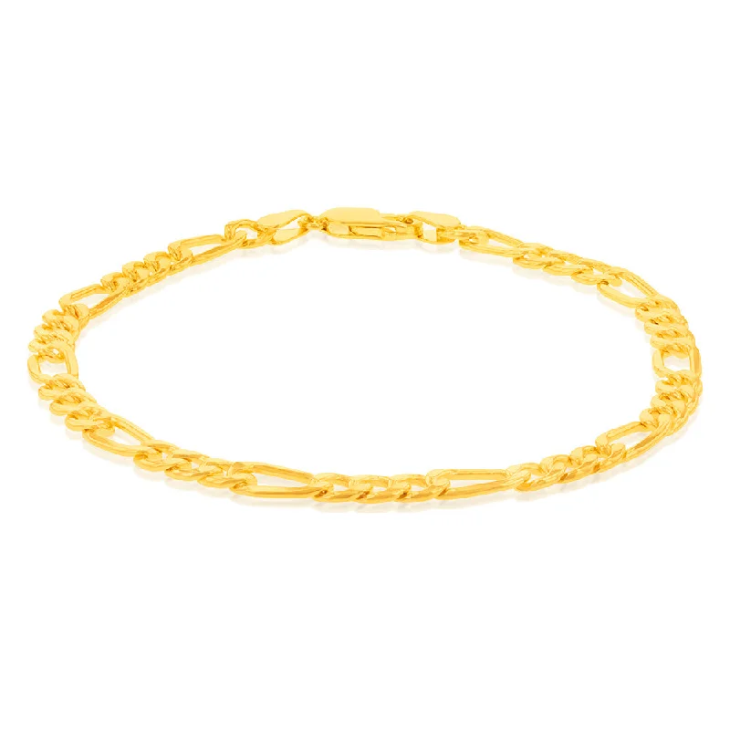 9ct Yellow Gold Silverfilled 115Gauge 1:3 Figaro 21cm Bracelet