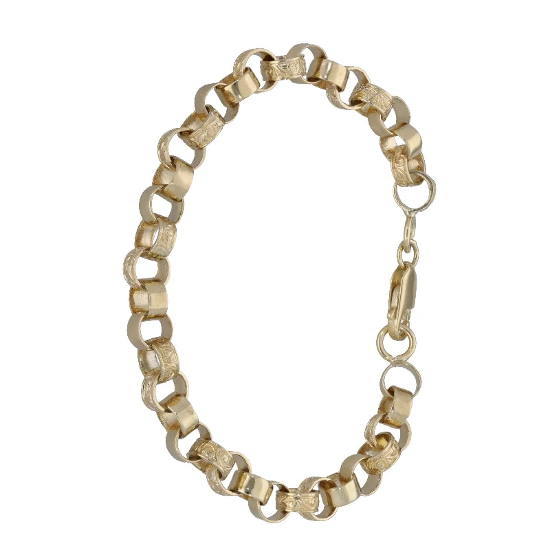 New 9ct Gold Patterned Belcher Bracelet