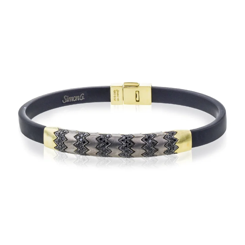 Men's Titanium Bracelet In 14k Gold With Black Diamonds