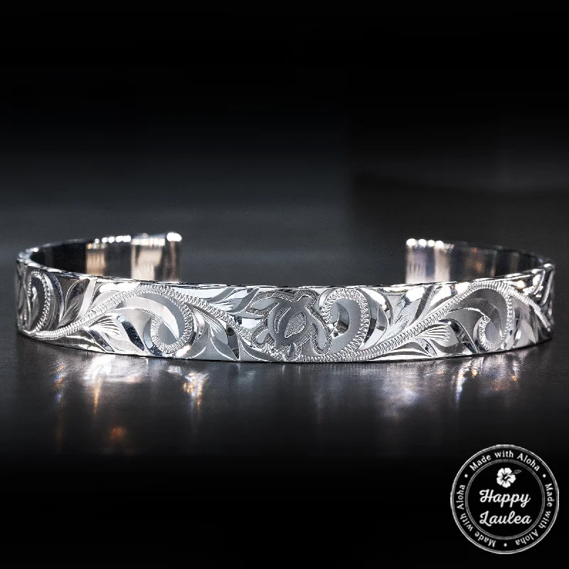 Platinum 950 Bracelet [10mm] Hawaiian Old English Design & Sea Turtle Design