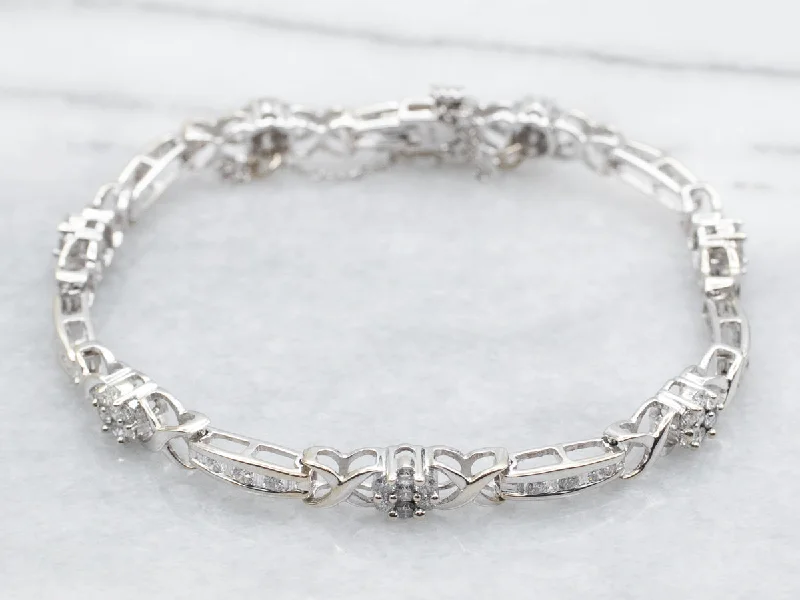 Floral Diamond Cluster Link Bracelet