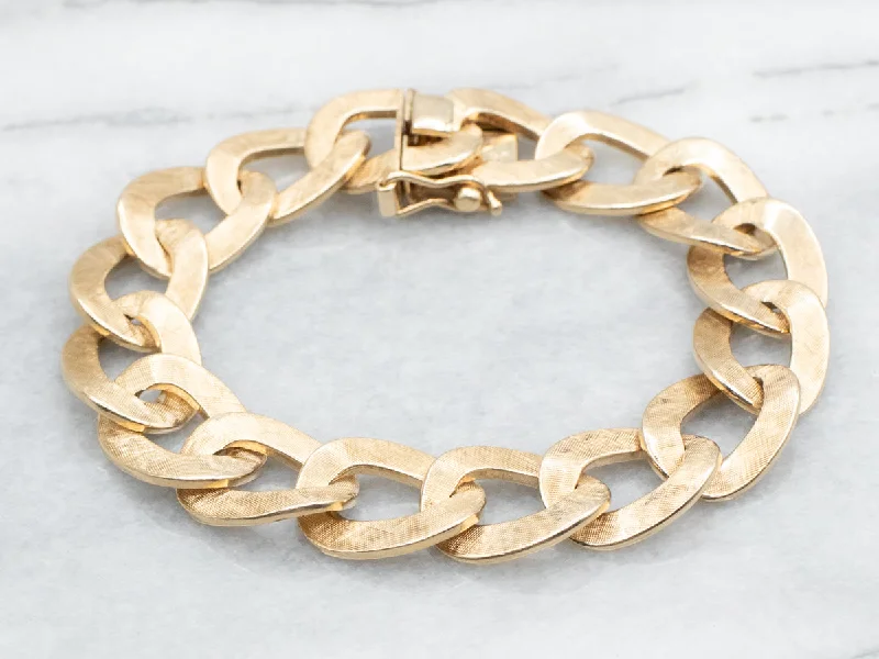 Textured Gold Chunky Curb Link Bracelet