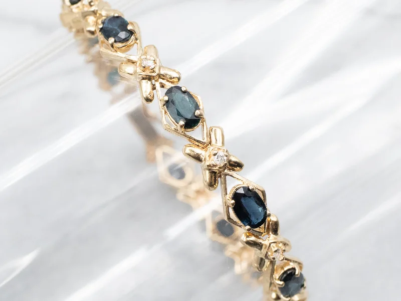 Sapphire and Diamond Gold X-Link Bracelet